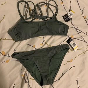 Army green two piece swimsuit
